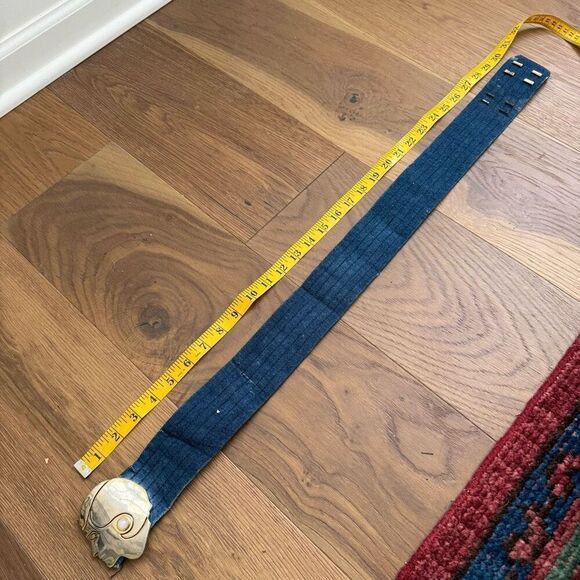 Vintage 70s Chanel Coco Profile Buckle Denim Belt READ 27-30 - Picture 9 of 11